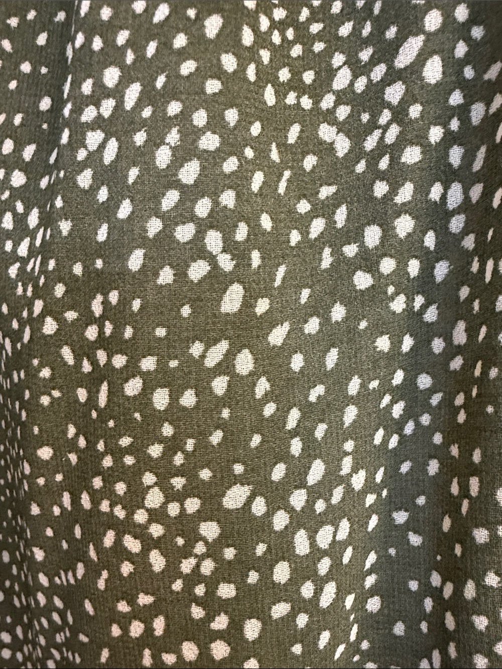 41 Hawthorn Olive Green Button-Front Midi Dress with Dotted Print - Picture 7 of 7